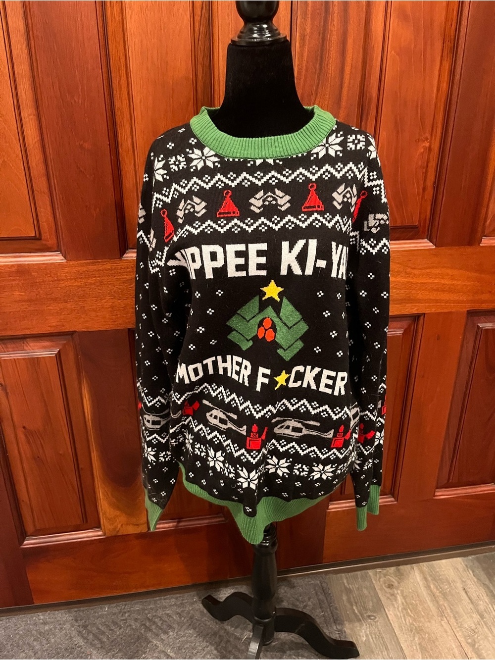Die Hard Movie Fair Isle Yippie Ki Yay Ugly Sweater Holiday Size XL